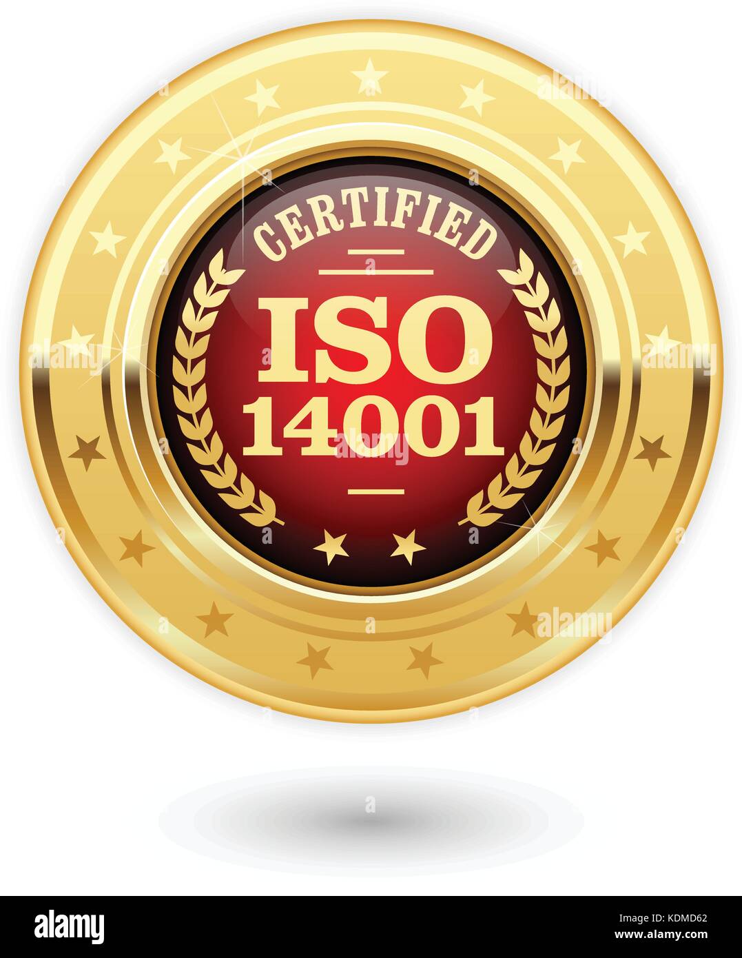 Iso 14001 zertifiziert Medaille - Umweltmanagement insignia Stock Vektor