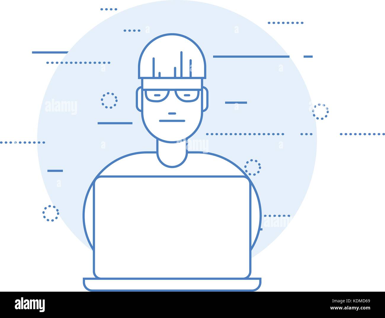 Programmierer - Mann arbeitet auf Laptop Stock Vektor