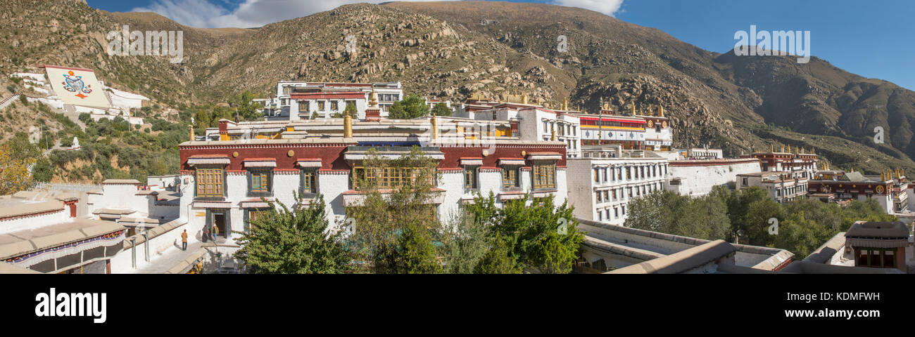 Drepung Kloster, in der Nähe von Lhasa, Tibet, China panorama Stockfoto
