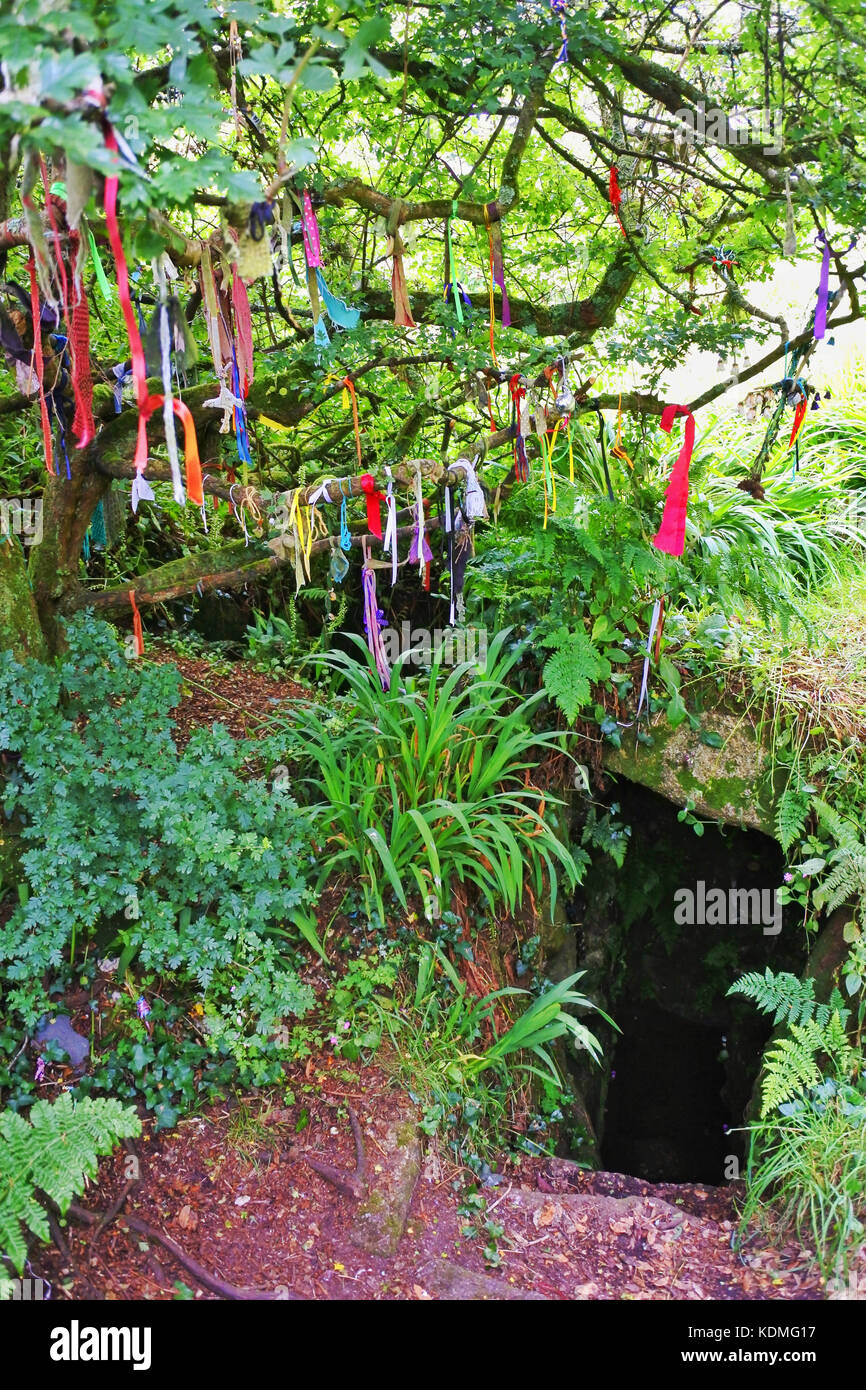 Clouties, Sancreed Well, Cornwall, Großbritannien - John Gollop Stockfoto