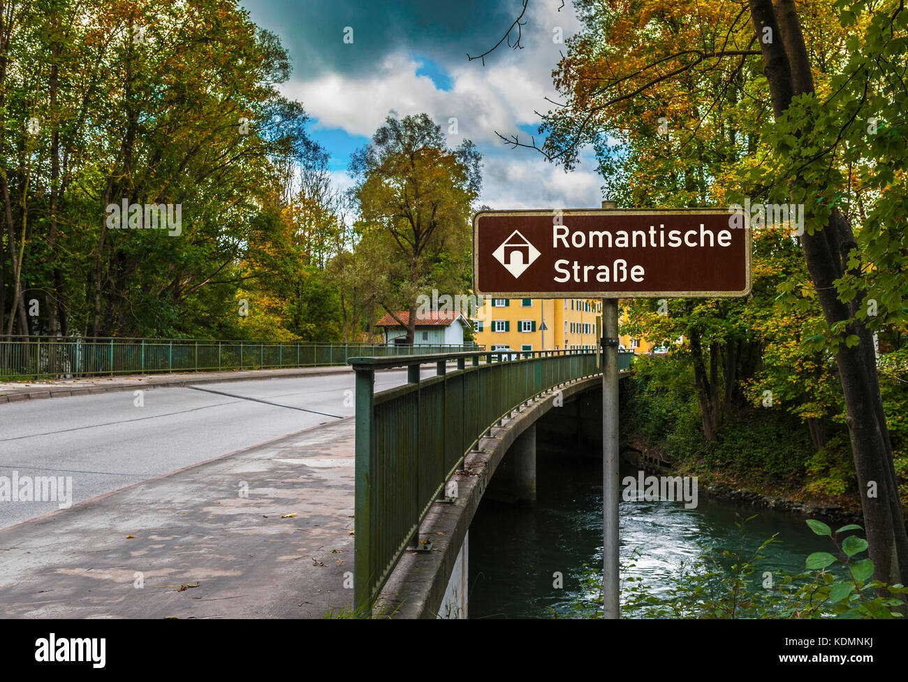 Romantische Straße Namensschild Stockfoto