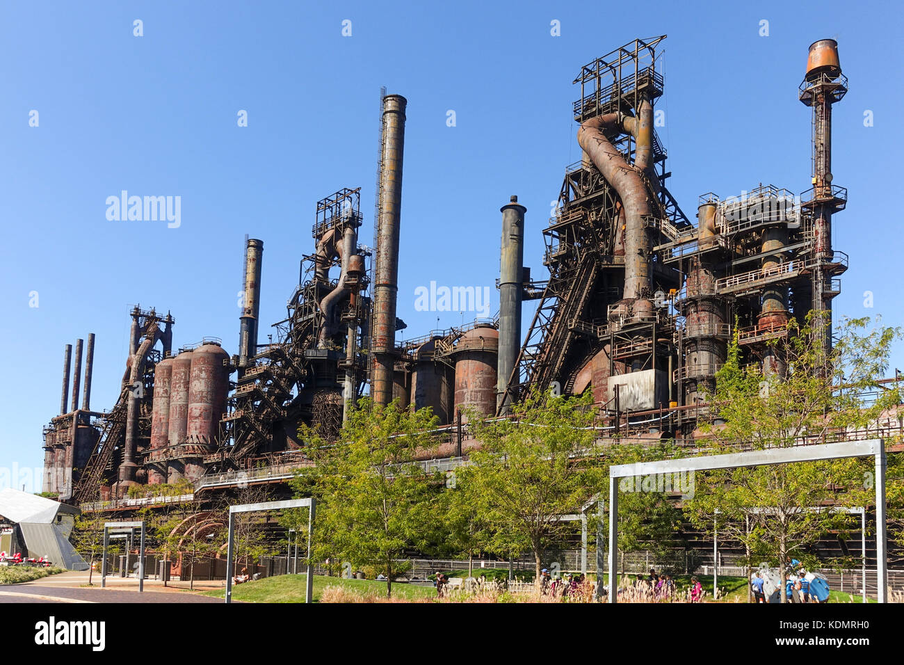Bethlehem Steel Plant Fabrik, Steelstacks, Pennsylvania, verlassenen Rost bleibt der Hochöfen im Jahr 1995 geschlossen, nun Kunst und Events Center, USA. Stockfoto