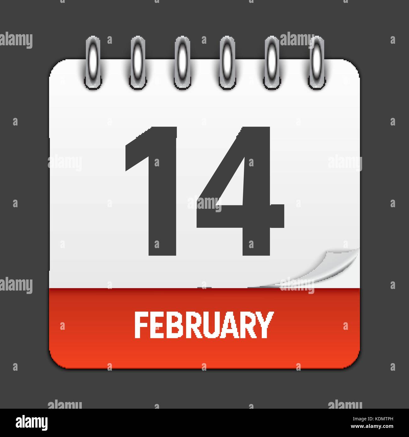 Februar 14 Kalender täglich Symbol. Vector Illustration Emblem. Element des Designs für die Dekoration Office Dokumente und Anwendungen. das Logo von Tag, Datum, Monat und Urlaub. Valentinstag Stock Vektor