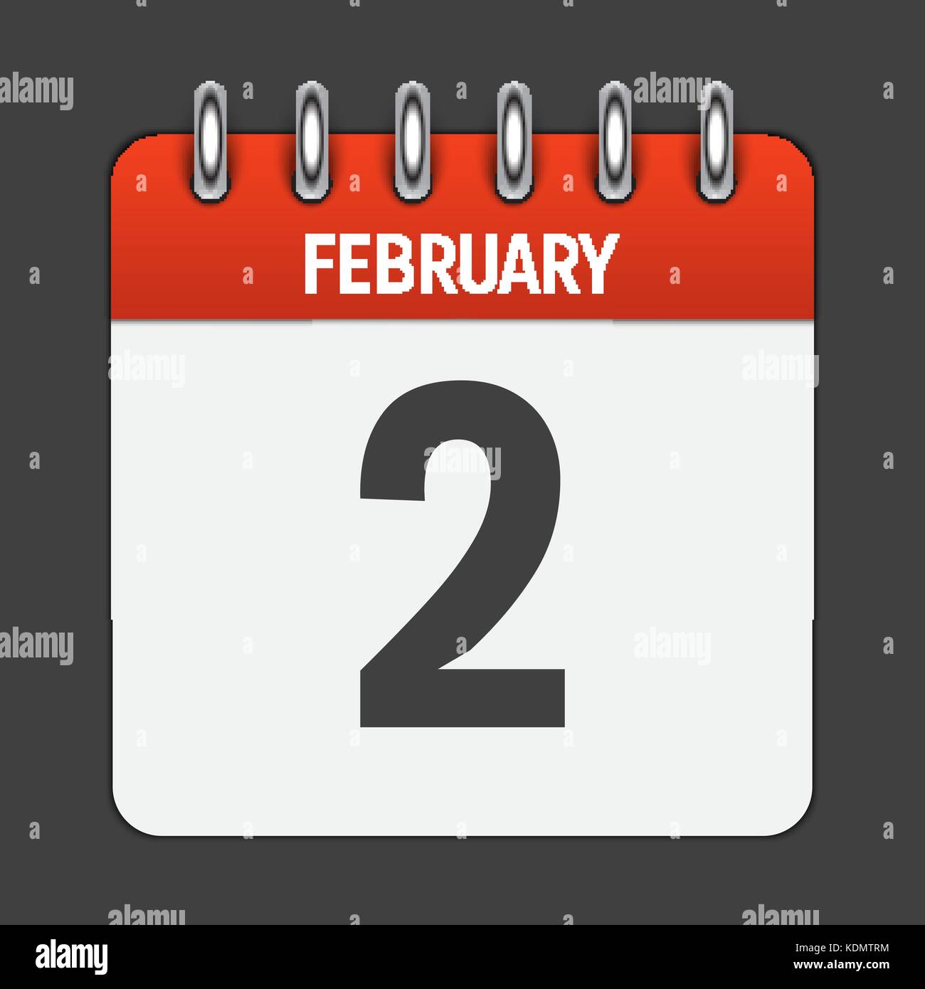 Februar 2 Kalender täglich Symbol. Vector Illustration Emblem. Elem Stock Vektor