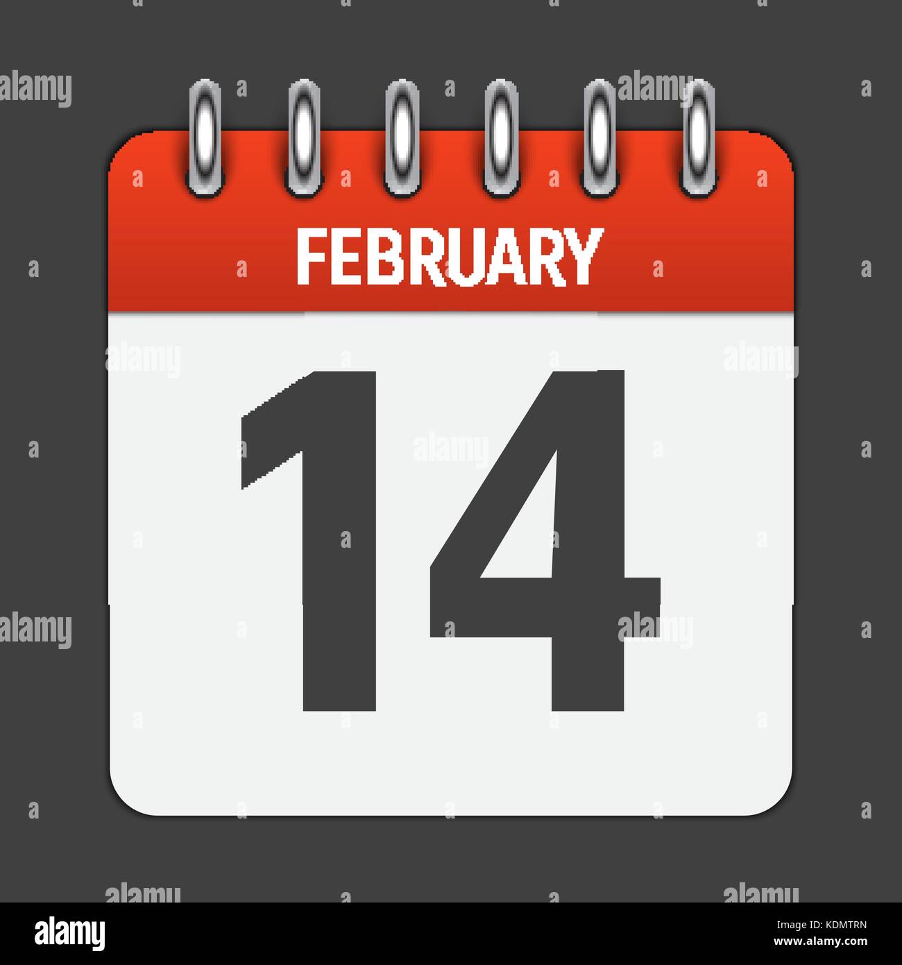 Februar 14 Kalender täglich Symbol. Vector Illustration Emblem. ele Stock Vektor