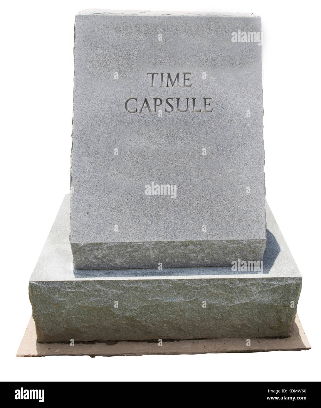 Granit Time Capsule Marker. Kopieren Sie Raum. isoliert. Stockfoto