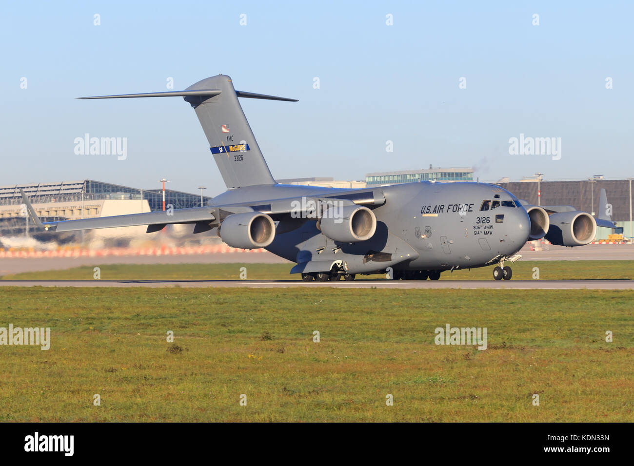 Stuttgart/Deutschland September 10, 2017: c 17 Globemaster aus usa airforce am Flughafen Stuttgart. Stockfoto