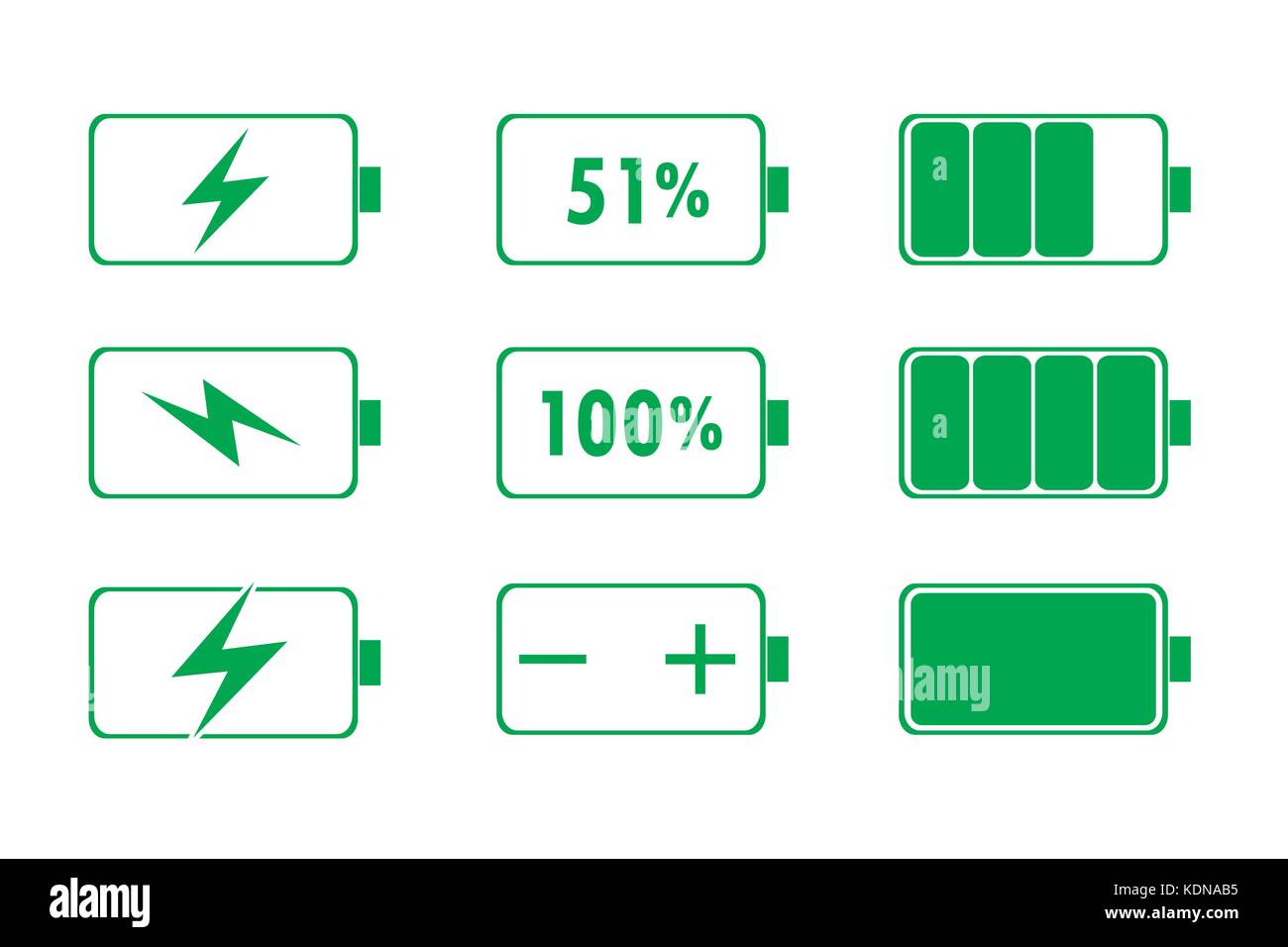 Grüne batterie Kontrolleuchten, Vector Illustration Stock Vektor