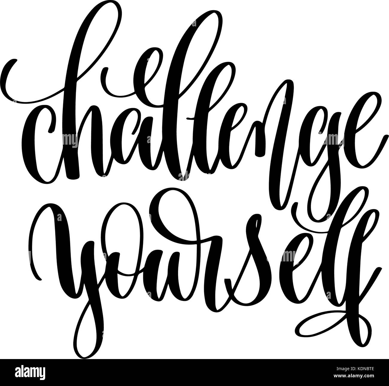 Stellen Sie sich der Herausforderung handschriftliche Beschriftung Beschriftung Stock Vektor