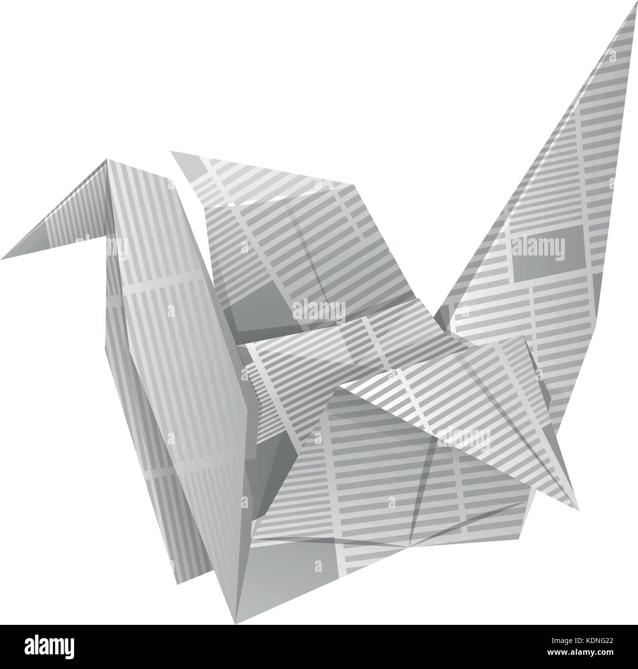 Origami Vogel auf weißem Hintergrund Abbildung Stock Vektor