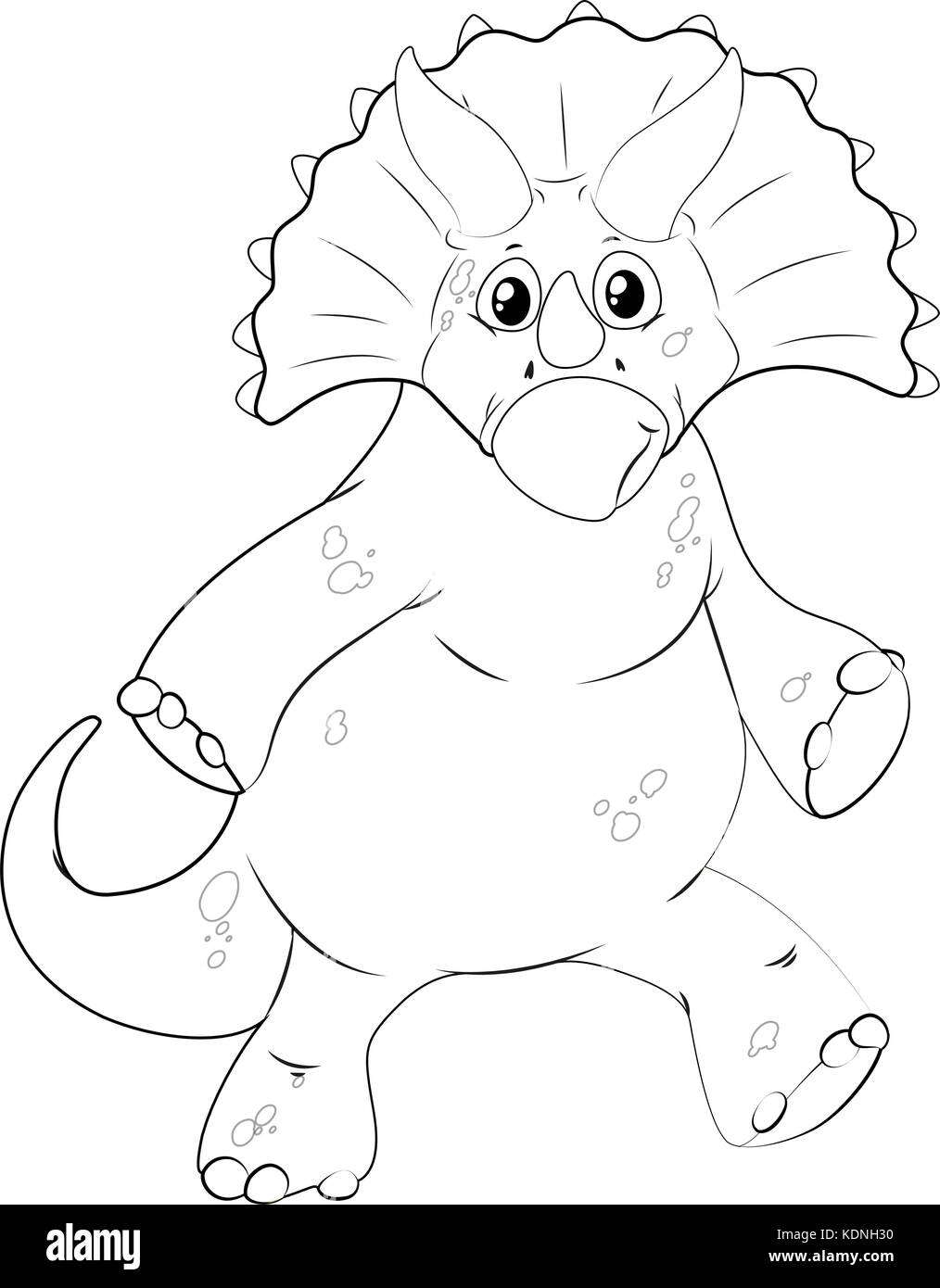 Doodle Tier für Dinosaurier mit scharfen horn Abbildung Stock Vektor