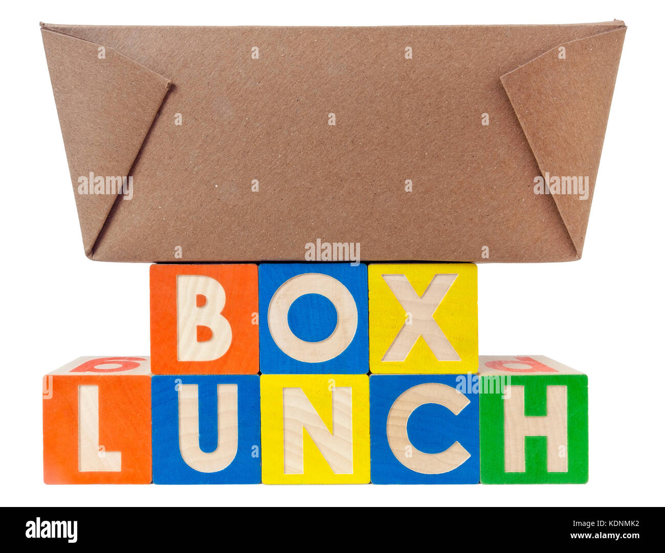 Take-out Box Lunch mit Lunchpaket Bausteine. isoliert. Stockfoto