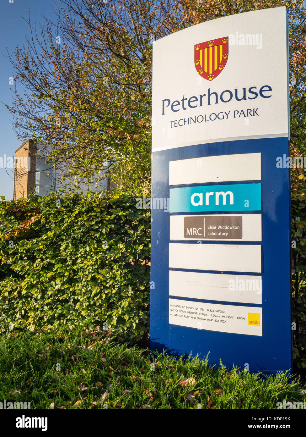 ARM Head Office Campus in Cambridge - Hinweis Neue 2017 Design Corporate Logo. ARM ist eine 100%ige Tochtergesellschaft der Gruppe SoftBank Corp. Stockfoto