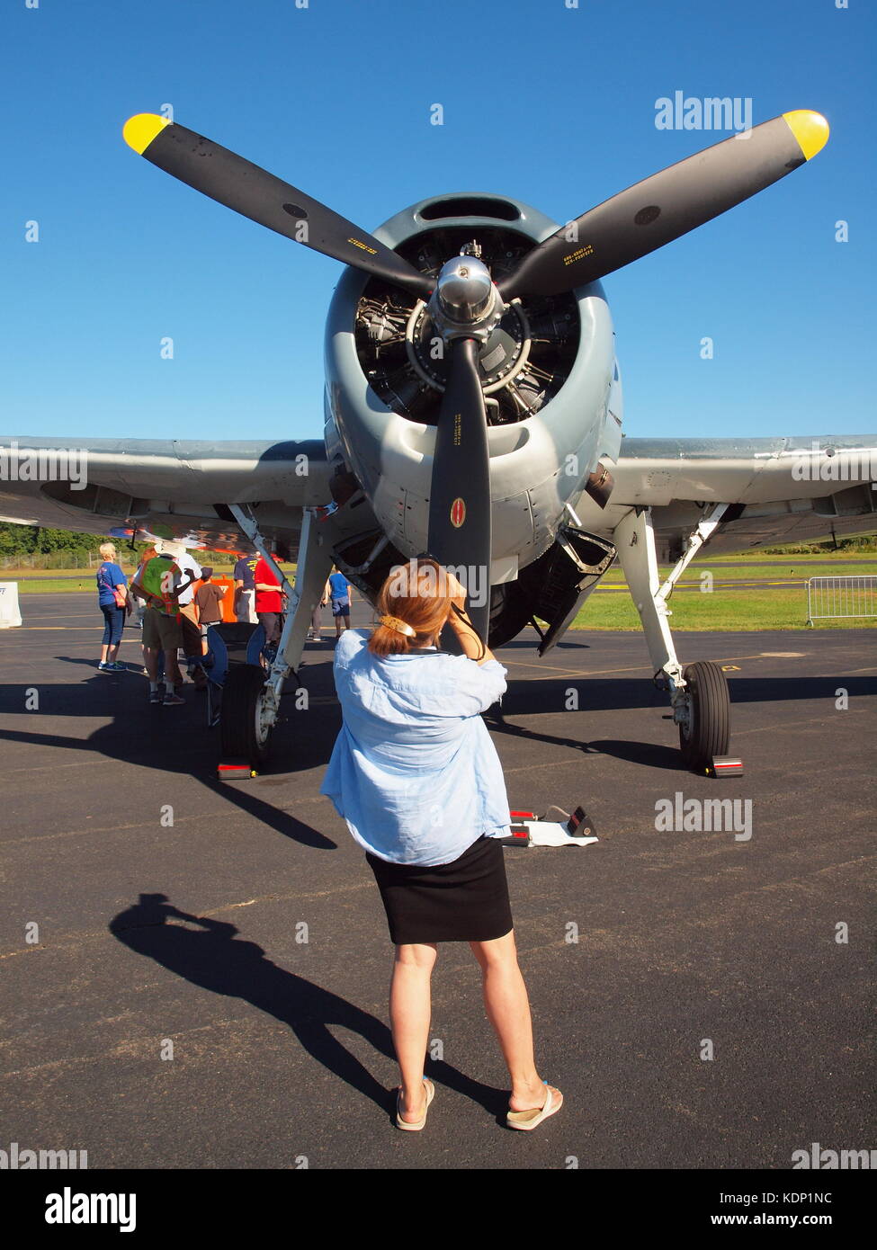 Flugzeug an einem lokalen Airshow in New Jersey Sortiert im Sommer. Klassische und moderne Flugzeuge nahmen an der Show in Fairfield, NJ. Stockfoto
