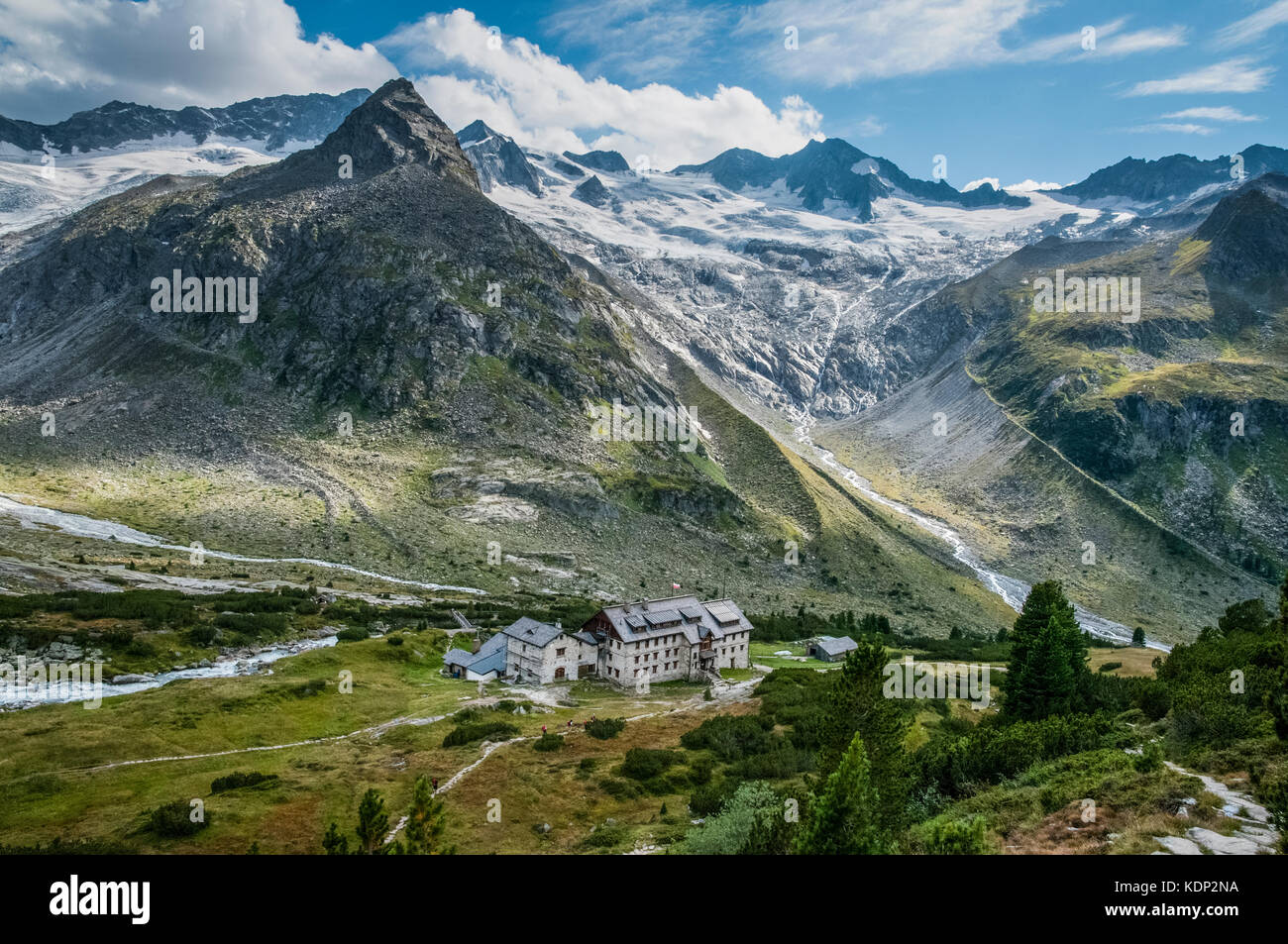 Die berliner hütte Berghütte in den Zillertaler Alpen. Stockfoto