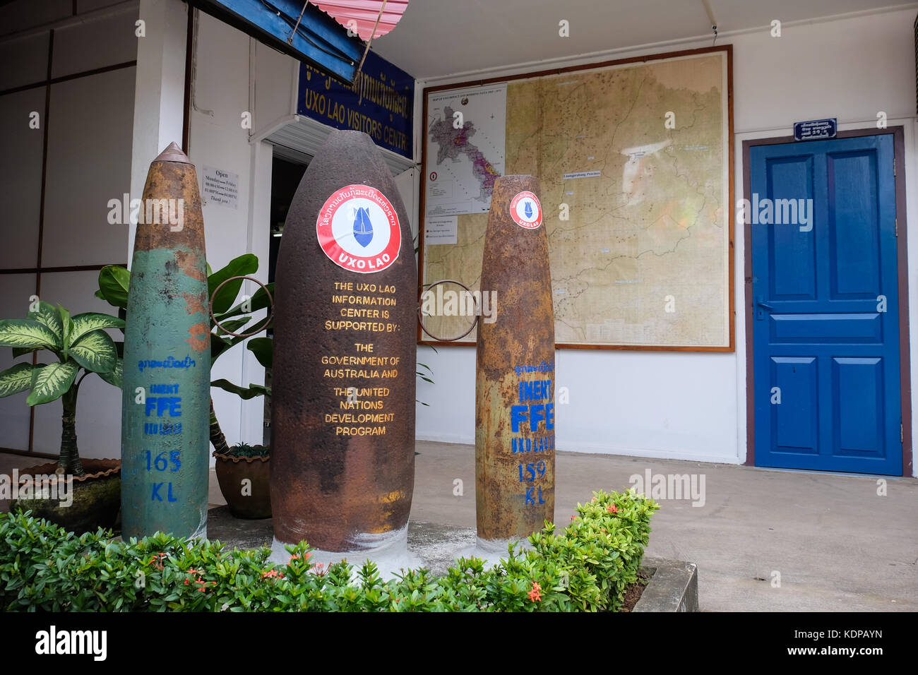 Das uxo Lao Besucherzentrum in Luang Prabang Stockfoto