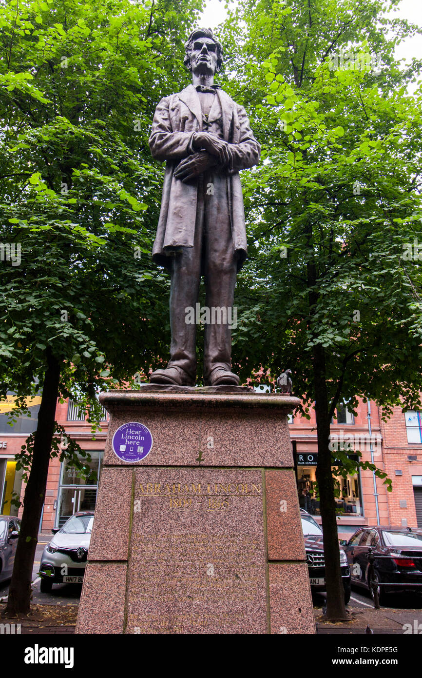 Abraham Lincoln Statue. Manchester Stockfoto