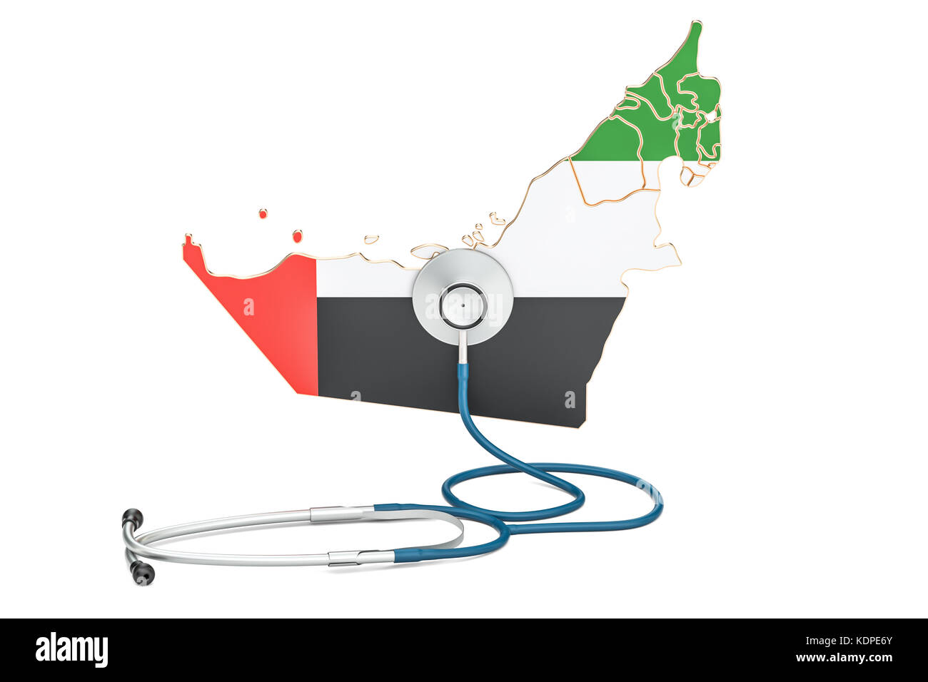Vae Karte mit Stethoskop, national Health Care Concept, 3D-Rendering Stockfoto