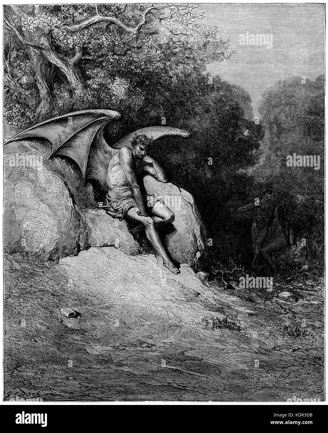 Satan aus ParadiseL ost (Milton), gezeichnet von Gustav Doré - Erde, wie dem Himmel, wenn nicht lieber gerechter Stockfoto