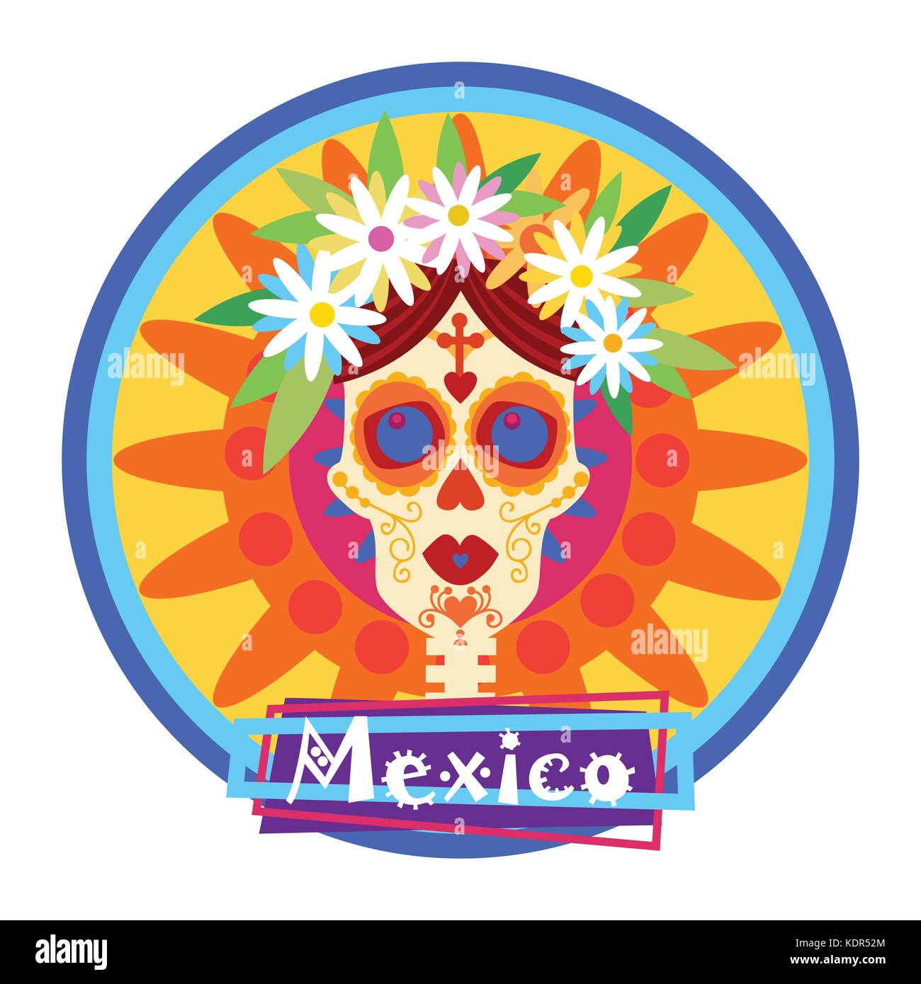 Schädel Tag der Toten Konzept traditionelle mexikanische halloween Dia de los Muertos Holiday Party Dekoration banner Einladung Stock Vektor