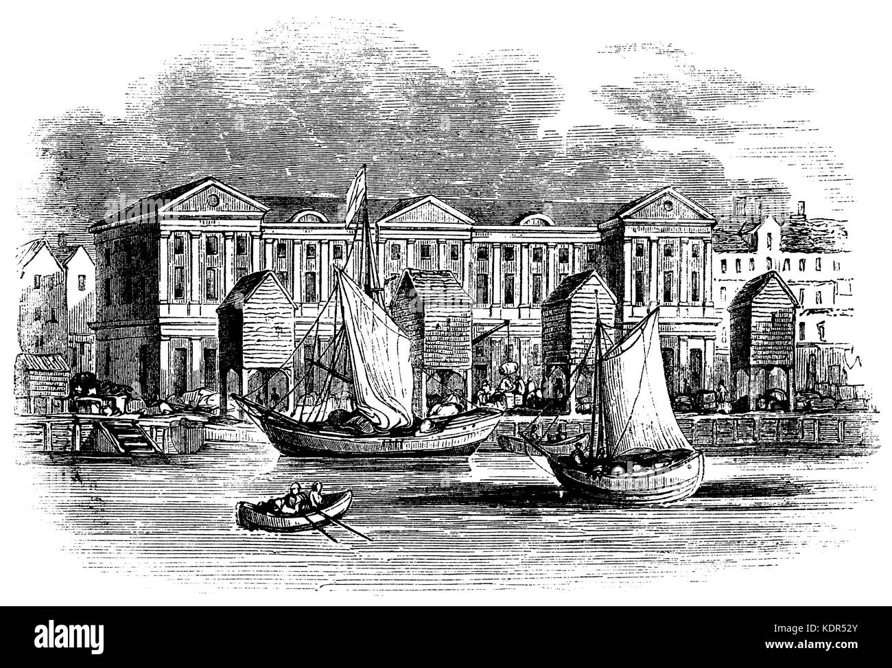 London Customs House vor dem großen Feuer von 1611 (von der alten Drucken) Stockfoto