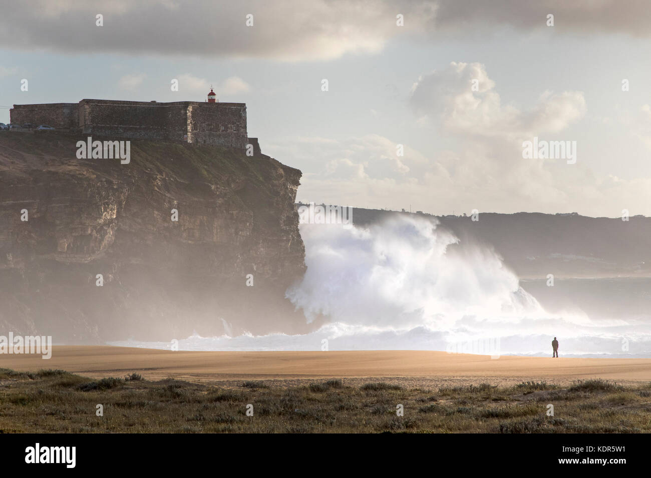 Große Wellen in Nazare, Portugal, Europa Stockfoto