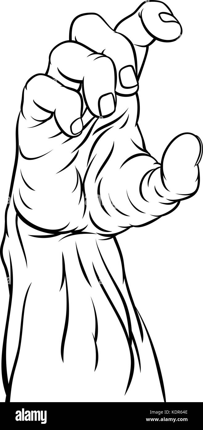 Cartoon Zombie Monster Halloween Hand Stock Vektor