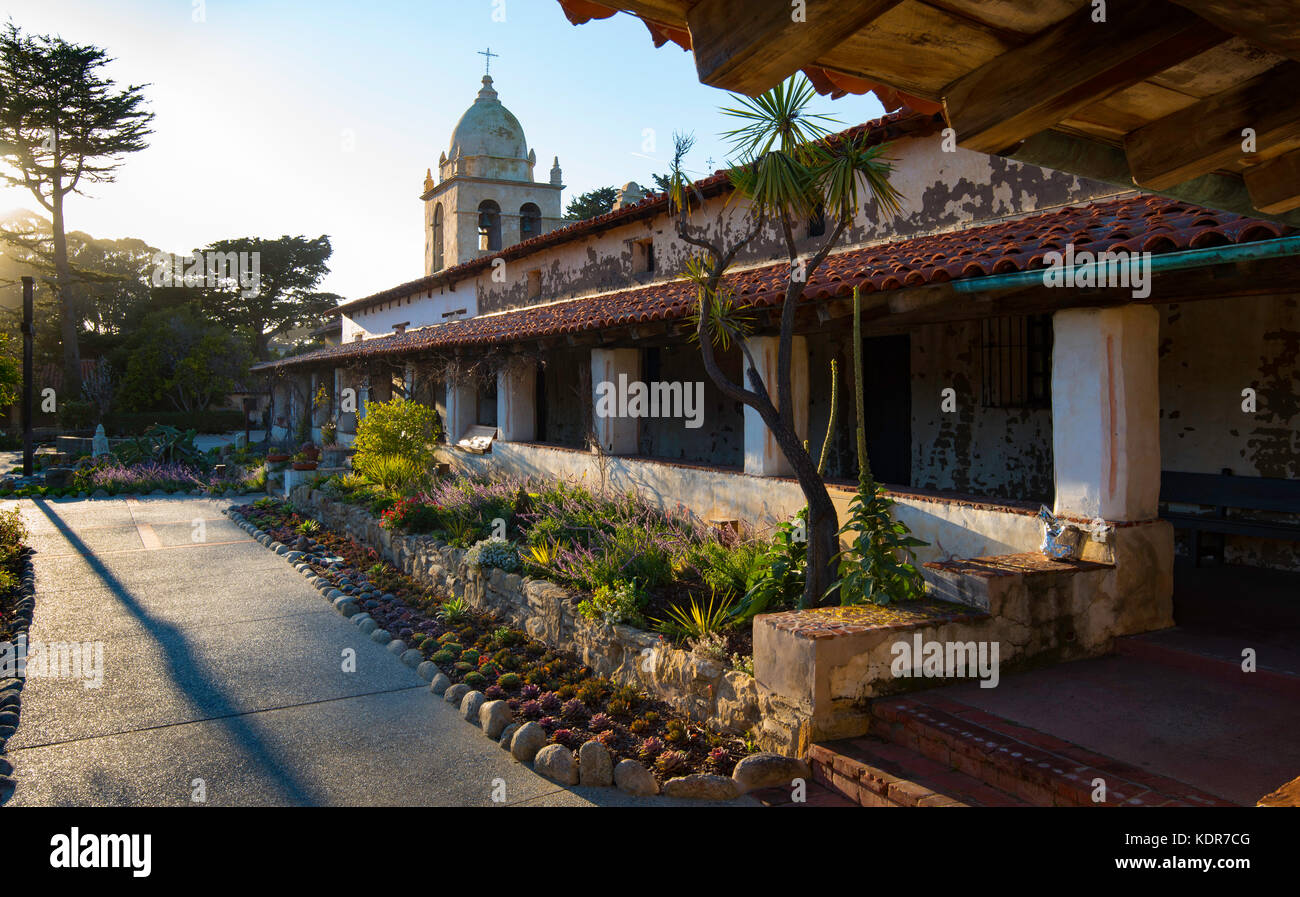 Die San Carlos De Borromeo Mission im Karmel am Meer, Kalifornien, USA Stockfoto