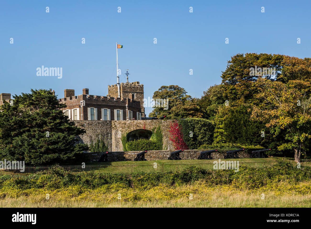 Walmer Castle auf einem sonnigen Oktobertag. Stockfoto