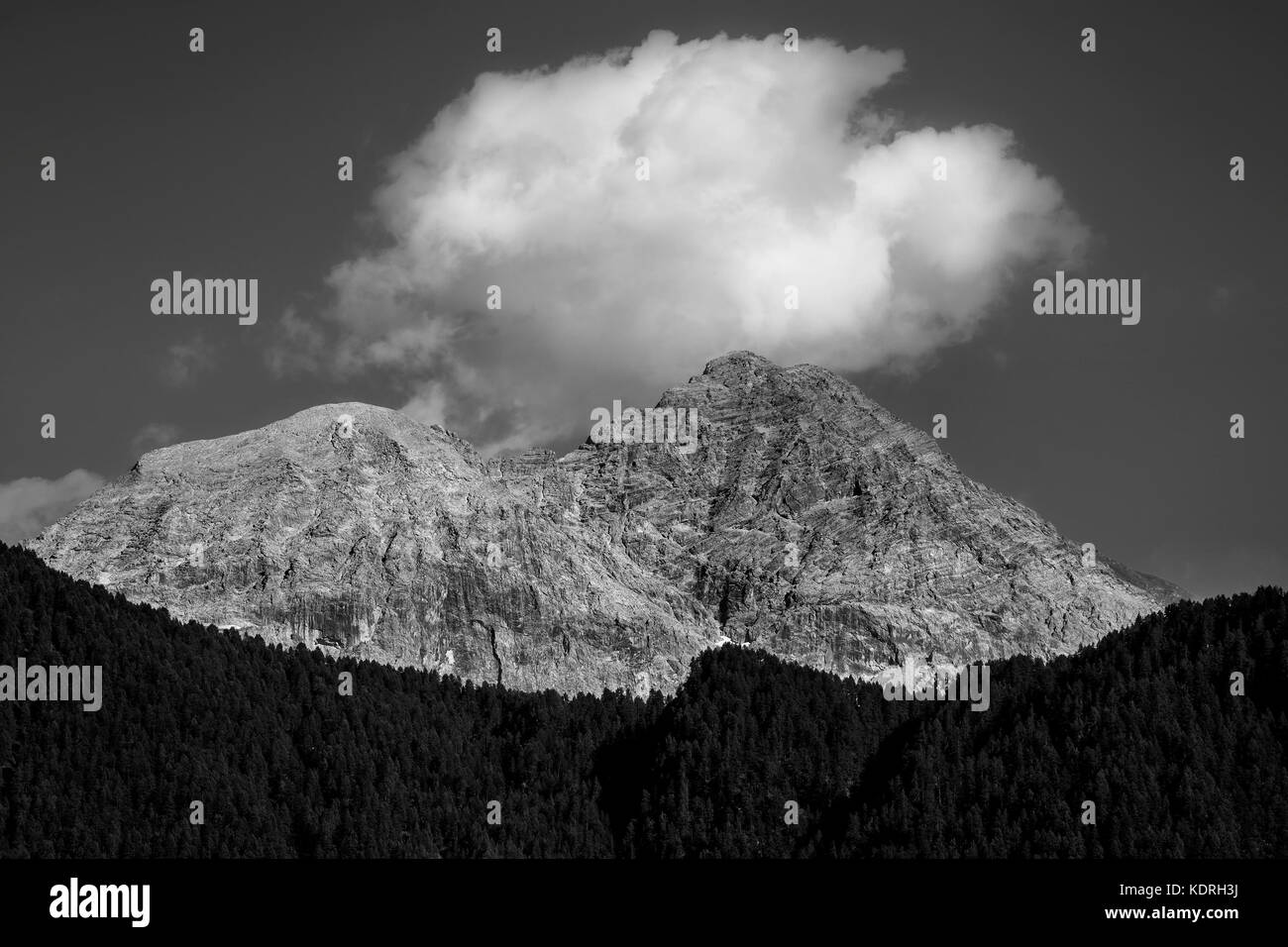 Tolle Aussicht mit Wald-, Berg- und Cloud in den Alpen Berge, Sestriere, Italien Stockfoto