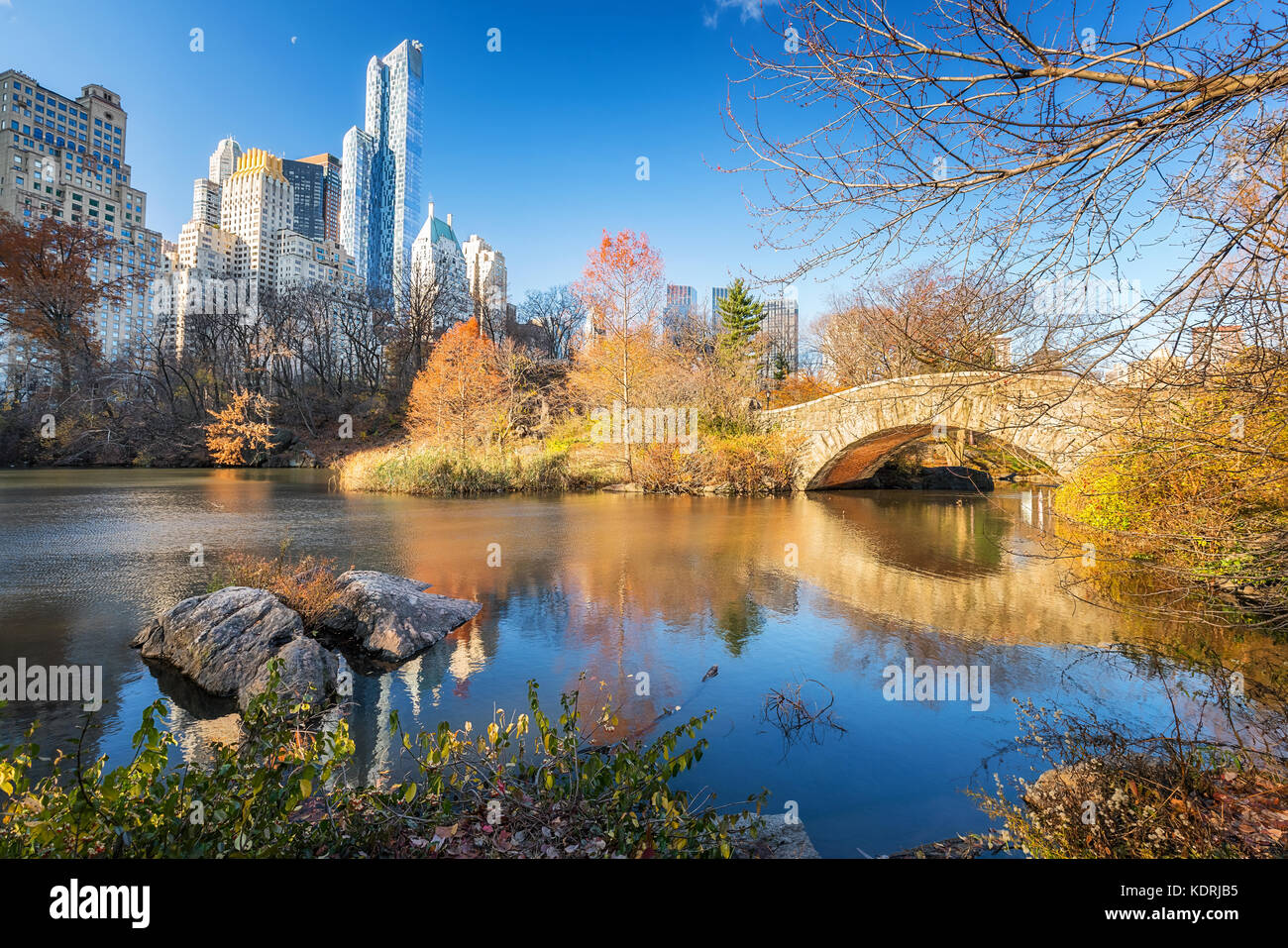 Central Park im Herbst morgen Stockfoto