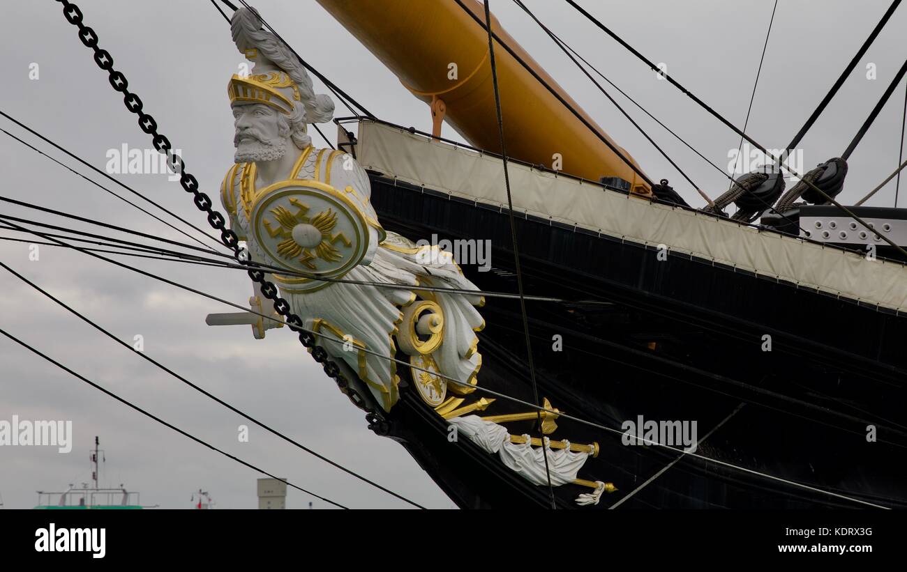 Aushängeschild der HMS Warrior 1860 Stockfoto