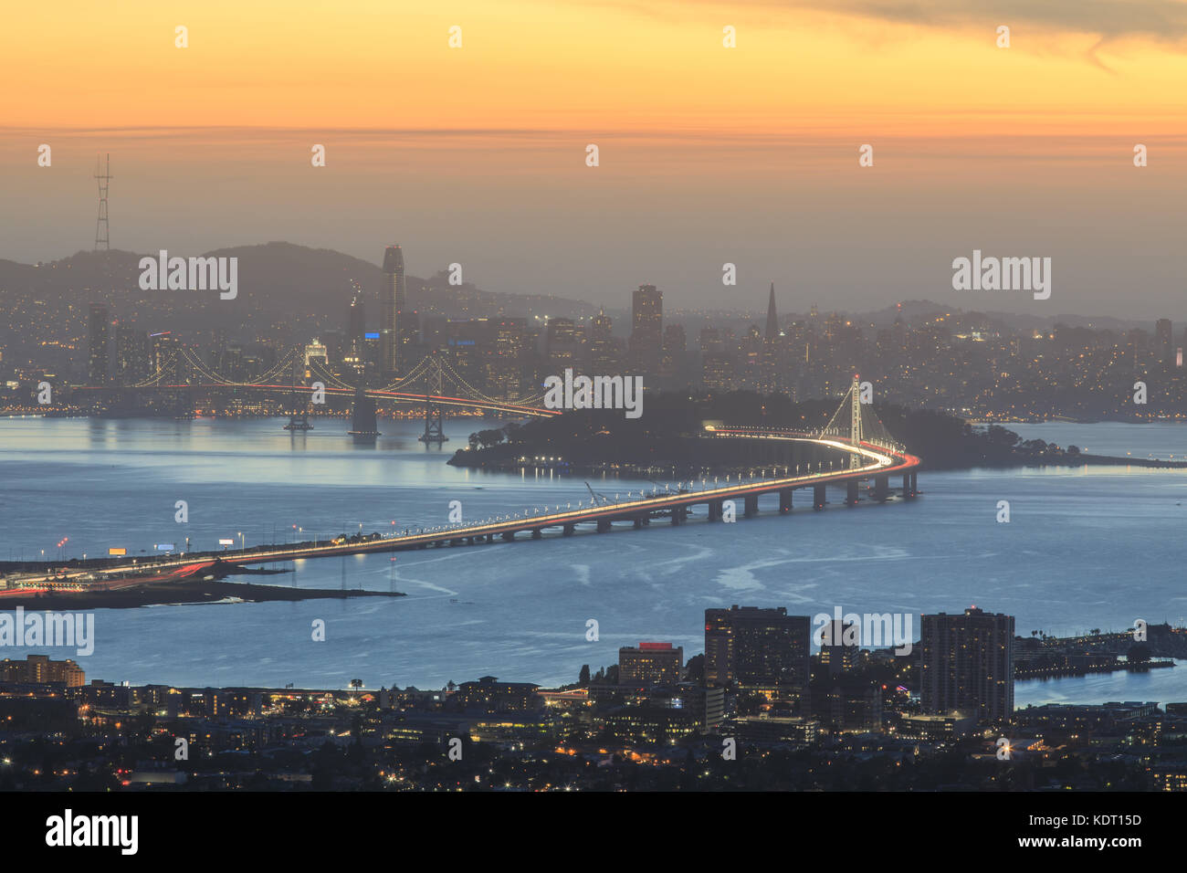 Sonnenuntergang über San Francisco. Stockfoto