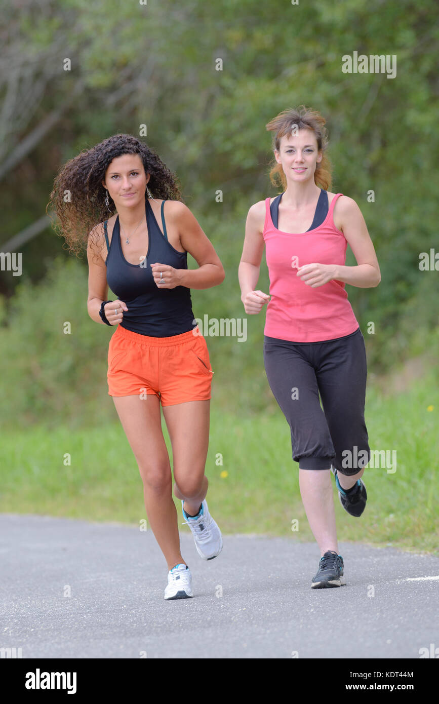 Joggen mit Freunden Stockfoto