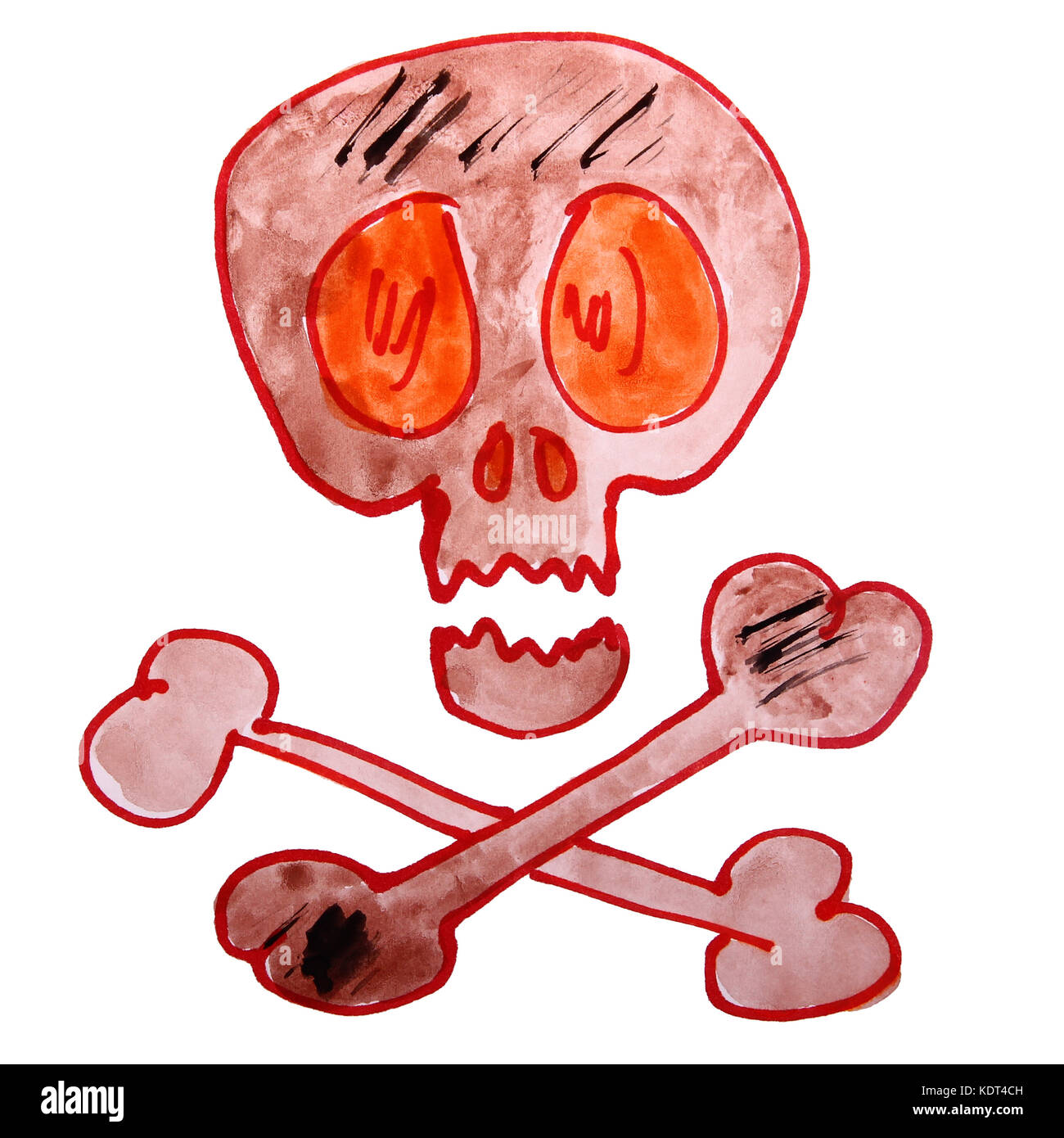 Aquarell Zeichnung kinder cartoon Tod auf weißem Hintergrund Stockfoto