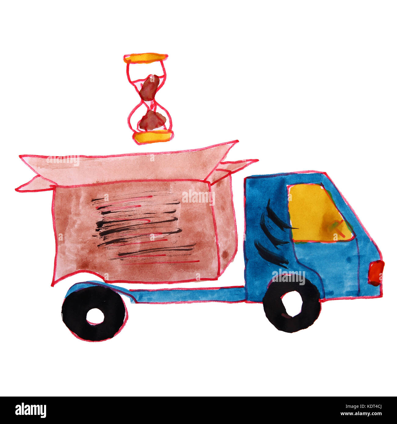 Aquarell Zeichnung kinder cartoon Lieferung auf weißem Hintergrund Stockfoto