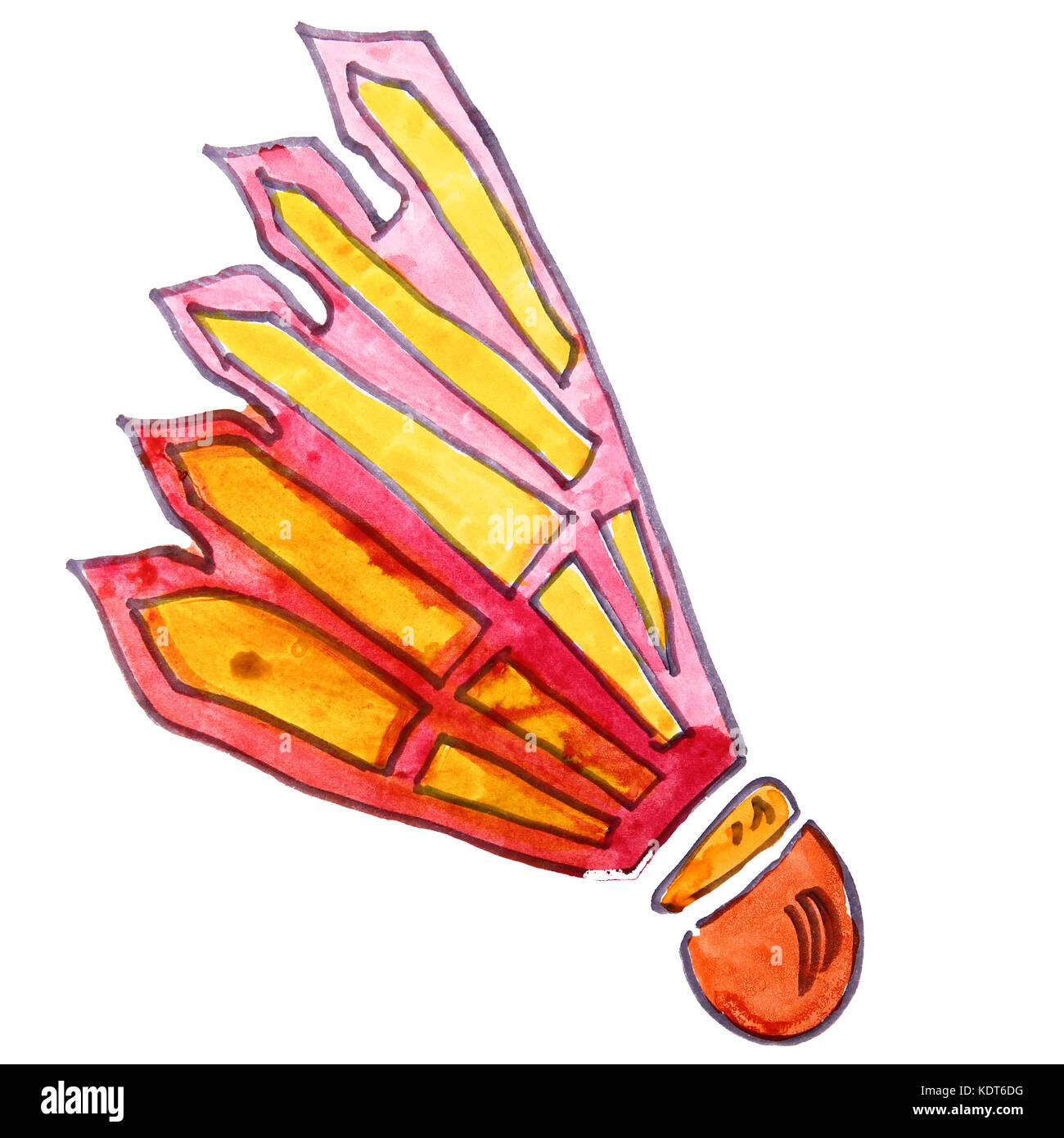 Aquarell Zeichnung kinder cartoon Federball auf einem weißen backgroun Stockfoto