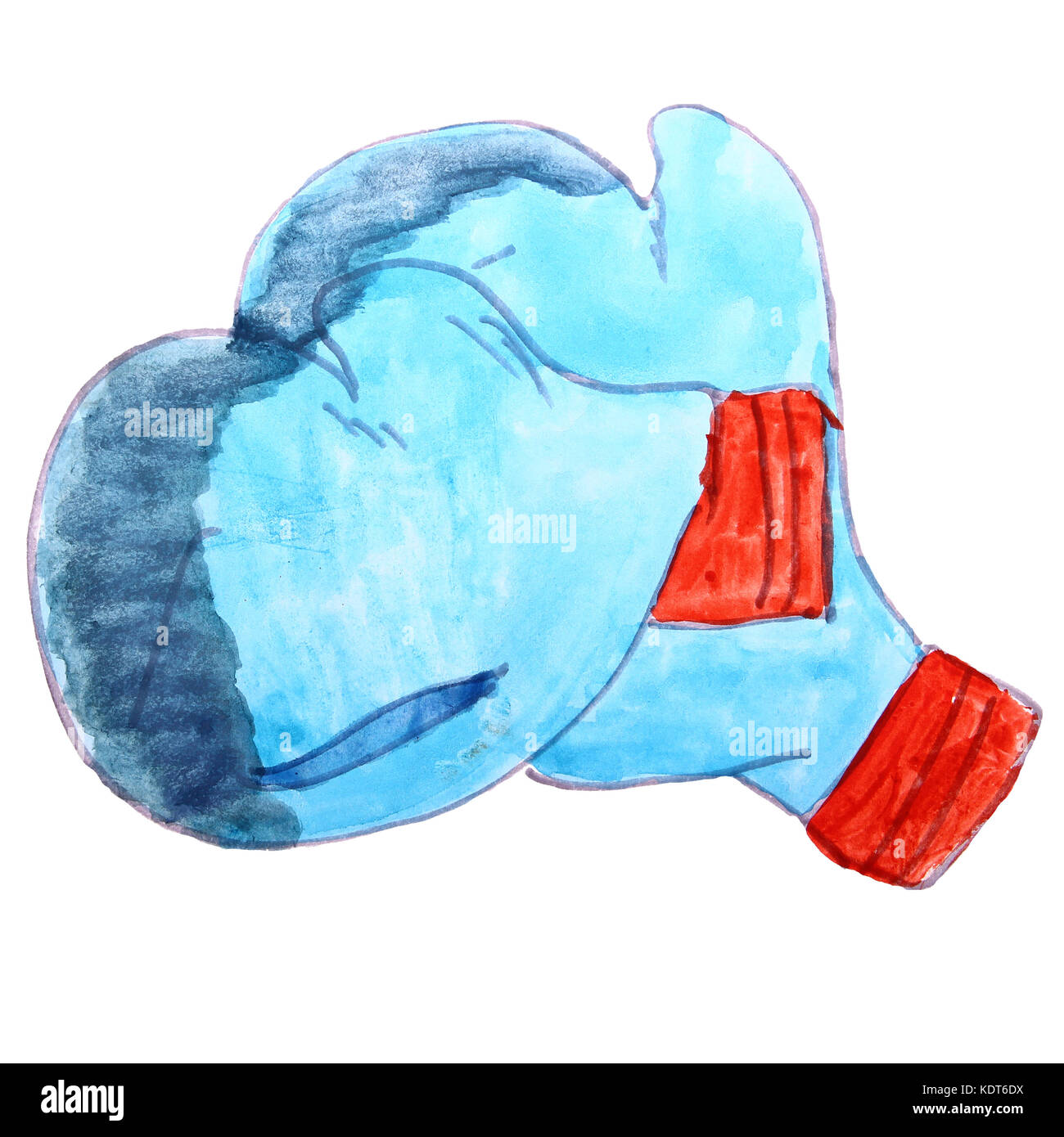 Aquarell Zeichnung kids Handschuhe, Boxen Cartoon auf einem weißen backgr Stockfoto