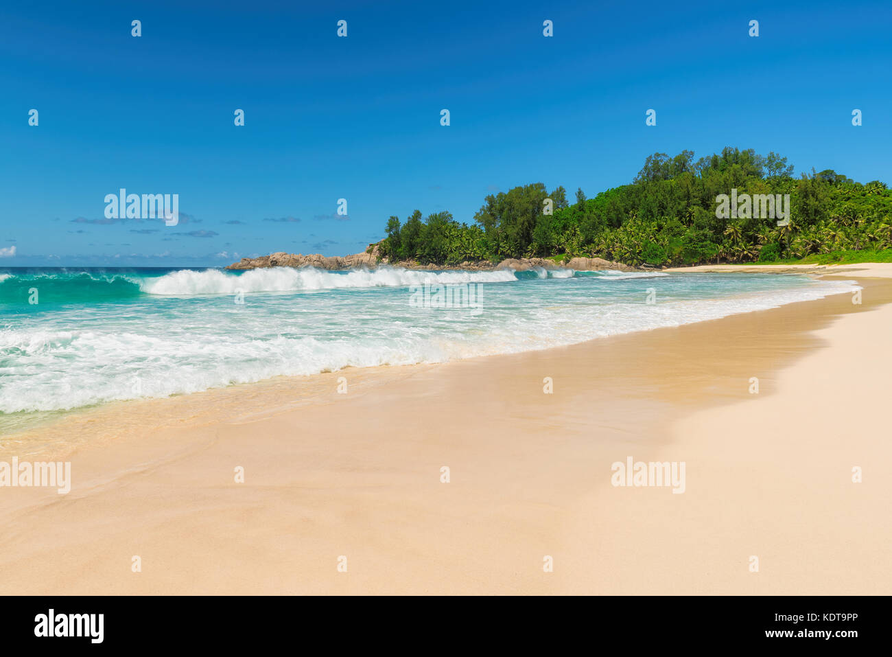 Die unberührten tropischen Strand auf den Seychellen Stockfoto