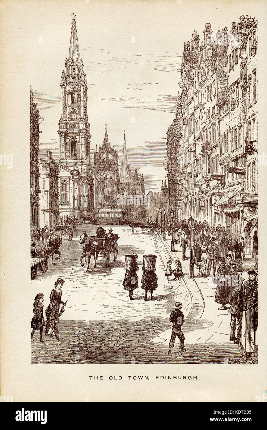 Die Altstadt, Edinburgh, die Platte von der malerischen Schottland, in Lay und Legende, Song und Geschichte. In 1890, street scene, Stockfoto