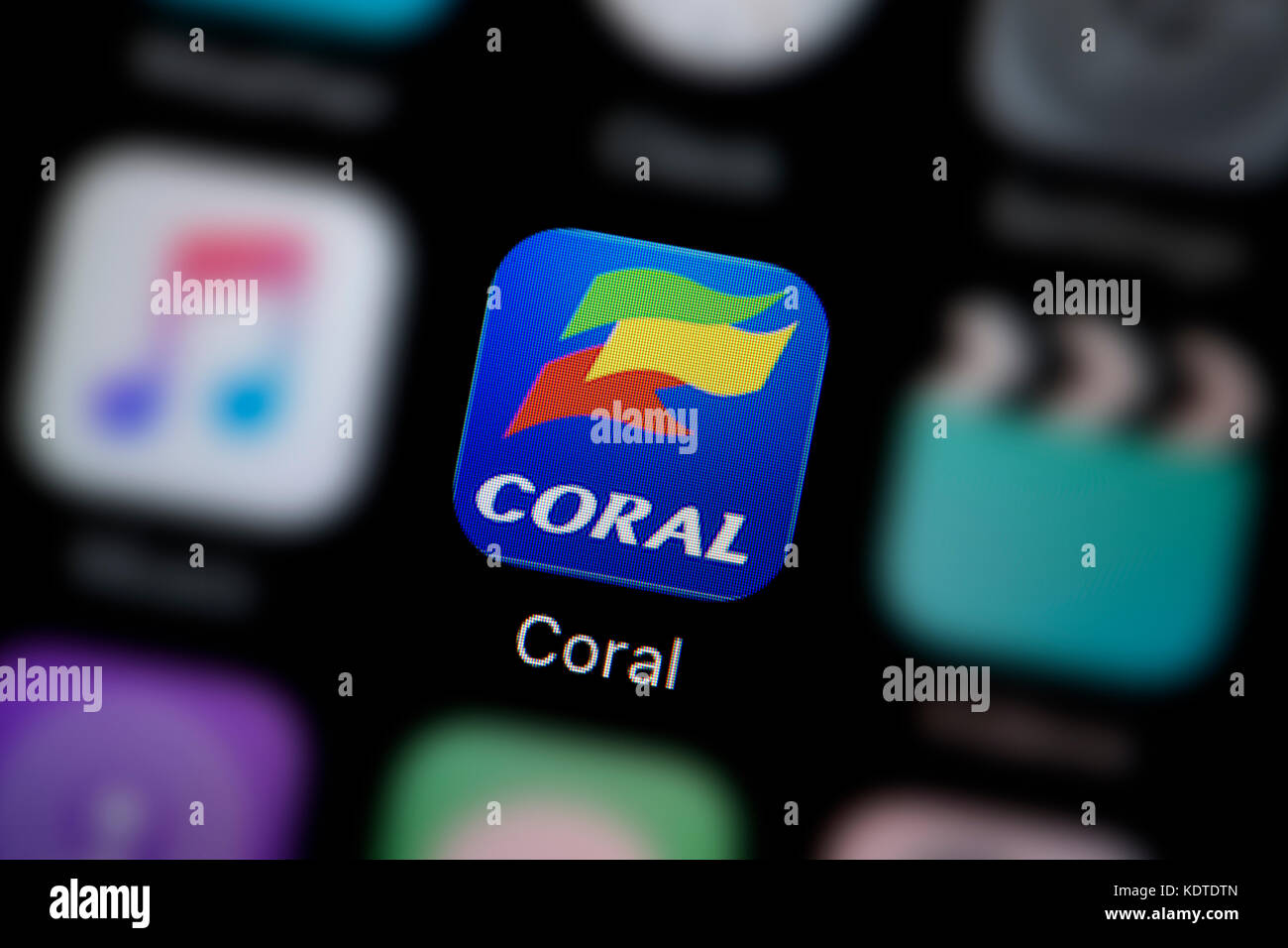 Eine Nahaufnahme der Logo für die Korallen wetten App Symbol, wie auf dem Bildschirm eines Smartphones (nur redaktionelle Nutzung) Stockfoto