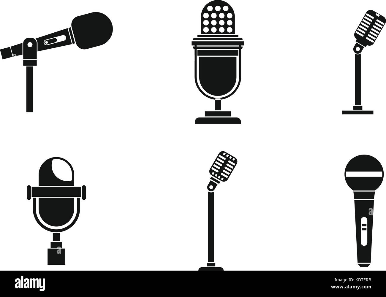 Mikrofon Icon Set, einfachen Stil Stock-Vektorgrafik - Alamy