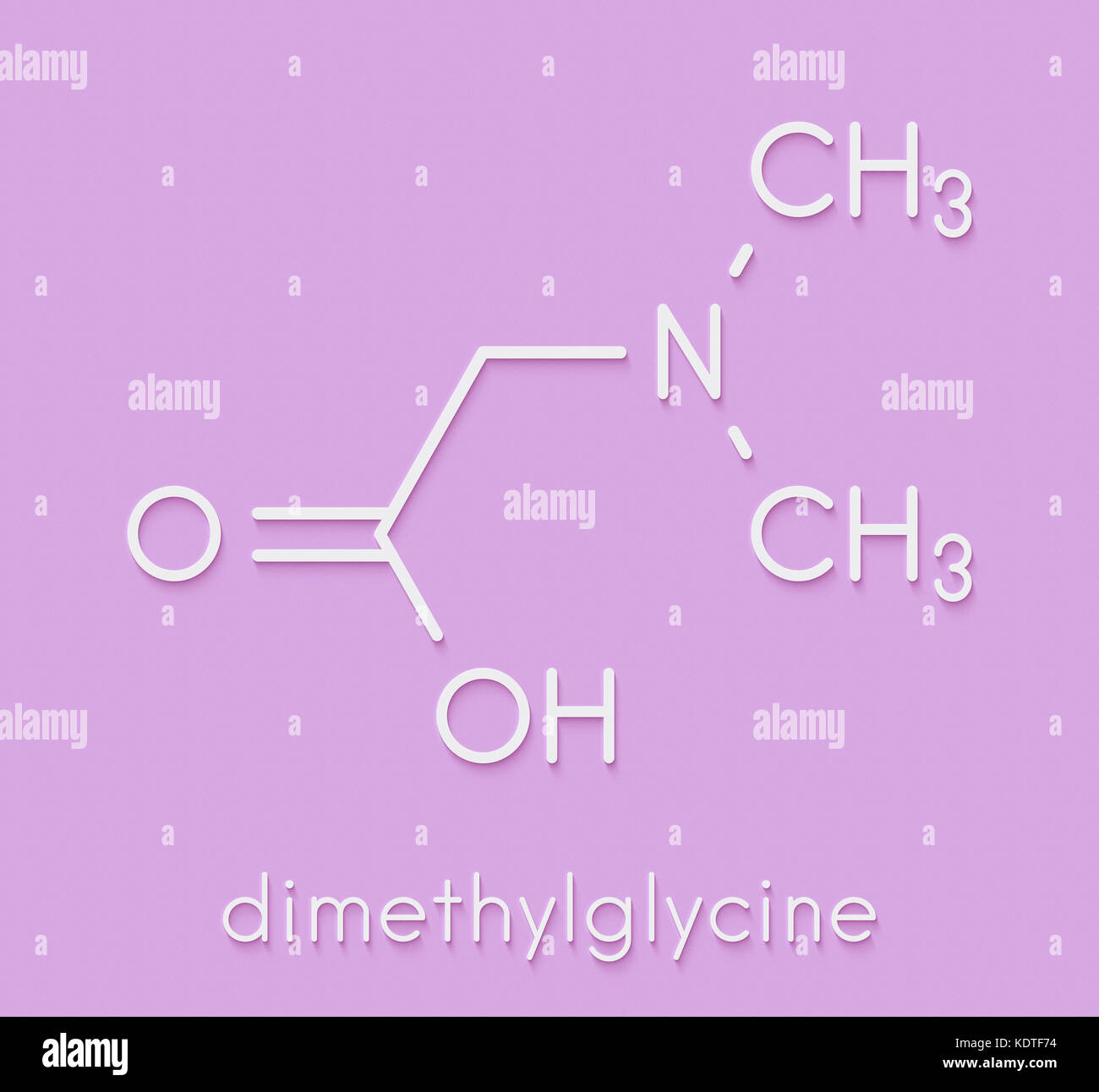 Dimethylglycine (dmg) Molekül. methyliertes Derivat von Glycin, in leistungssteigernden Nahrungsergänzungsmitteln verwendet. Skelettmuskulatur Formel. Stockfoto