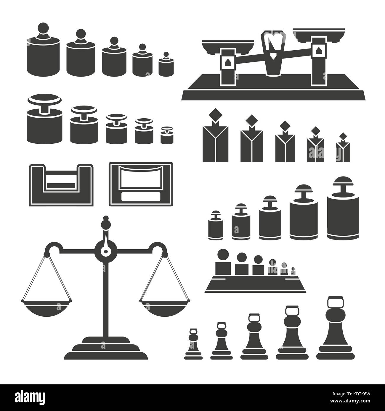 Gewichtung der Instrumente - moderne Vektor isolierte Gruppe von Objekten Stock Vektor
