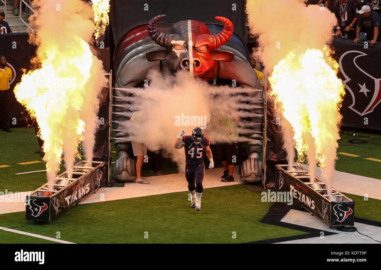 Houston, TX, USA. 15 Okt, 2017. Houston Texans Verteidiger Jay Prosch (45) Während der NFL Spiel zwischen den Cleveland Browns und der Houston Texans an NRG Stadion in Houston, TX. John Glaser/CSM/Alamy leben Nachrichten Stockfoto