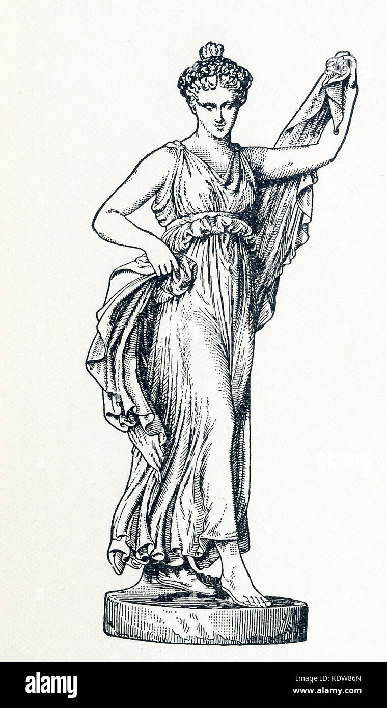 Diese Abbildung von terpsichore Termine bis 1898. Es zeigt die Statue in Florenz. Terpsichore war die Göttin des Tanzes und Chorus. In der griechischen und römischen Mythologie, die Musen waren neun Töchter des Zeus und der Mnemosyne (Göttin der Erinnerung). Es wurden geehrt als Förderer der Künste und der Wissenschaften. Calliope war der Kopf Muse, und Apollo, der Gott der Weissagung und Song, war ihr Anführer. Stockfoto