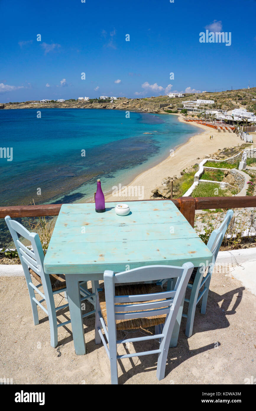 Von Anna, stylish Beach Bar am Paradise Beach, Mykonos, Kykladen, Ägäis, Griechenland, Europa Stockfoto
