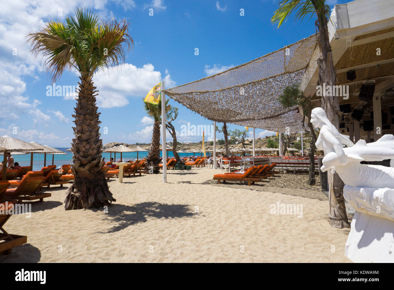 Beach Bar am Paradise Beach, Mykonos Stockfoto