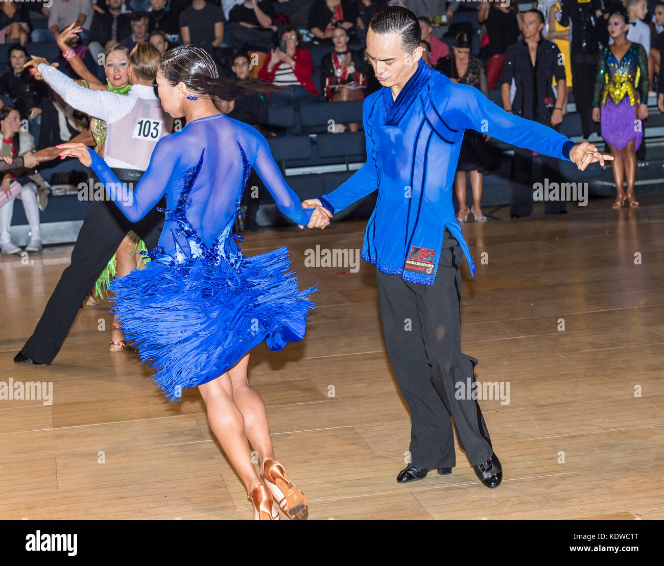 Latin Ballroom Tänzer bei den internationalen Meisterschaften, Brentwood Stockfoto
