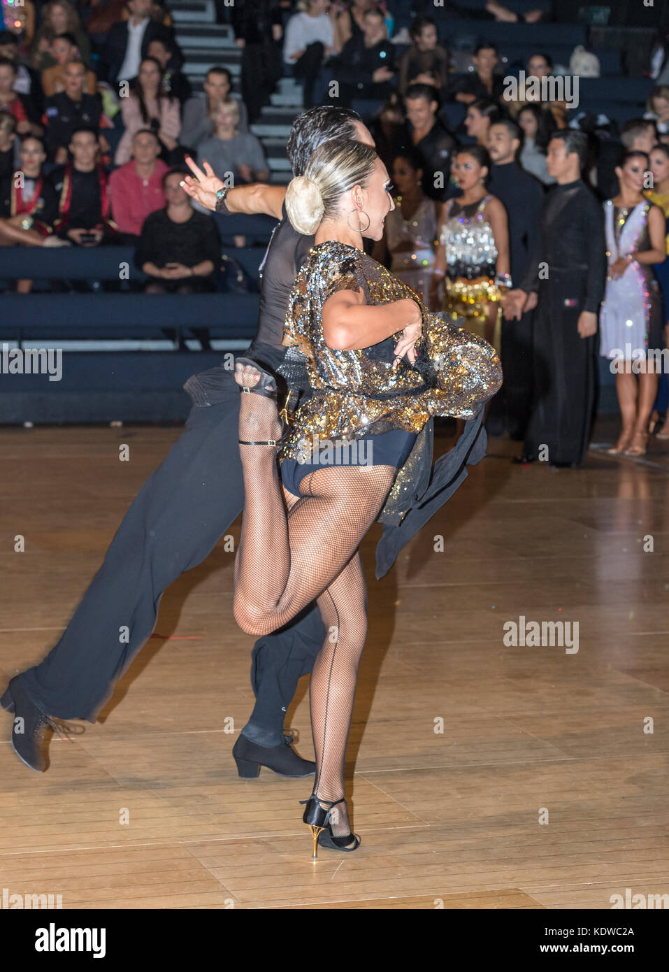 Latin Ballroom Tänzer bei den internationalen Meisterschaften, Brentwood Stockfoto